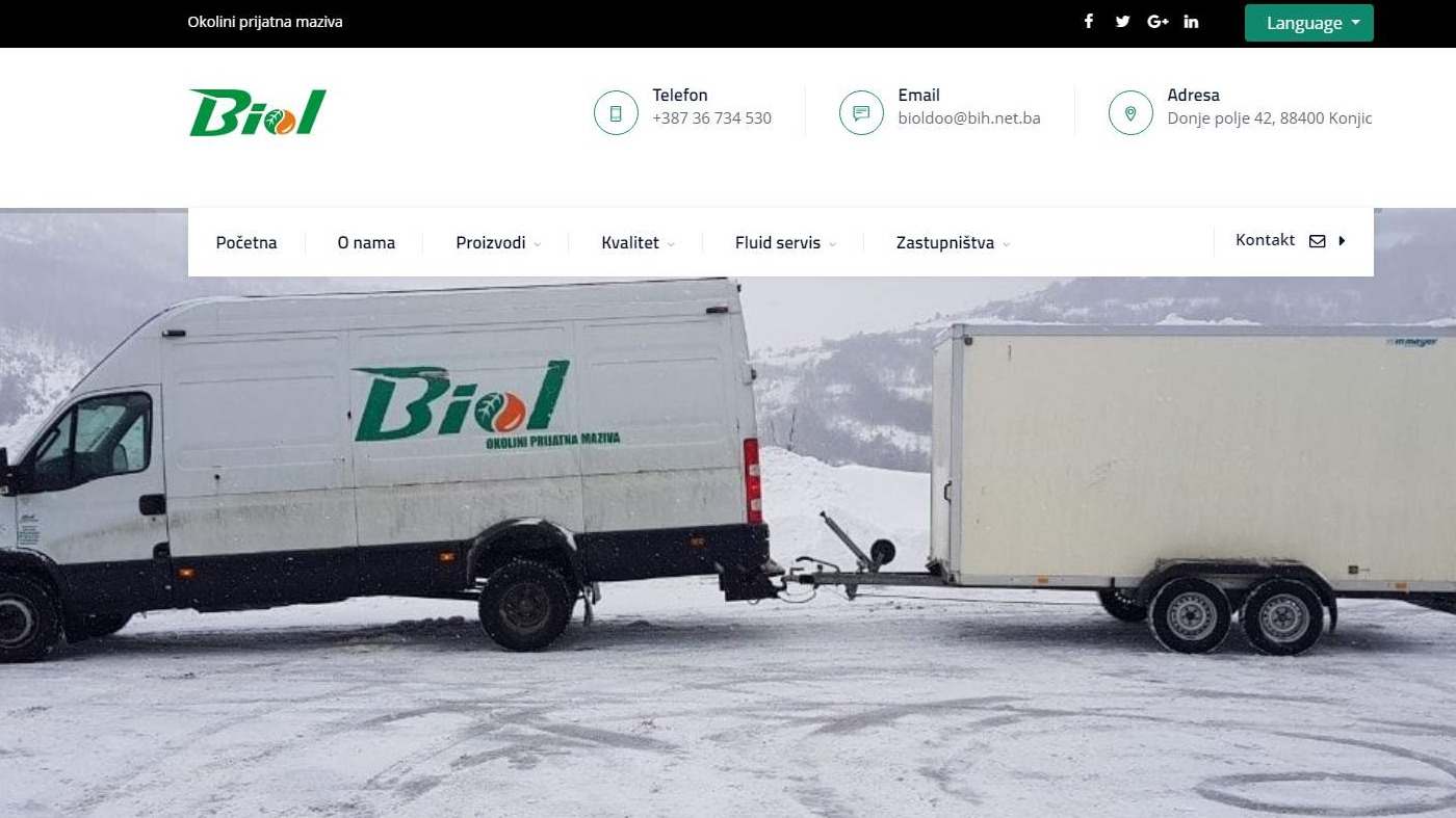 Web stranica za "Biol d.o.o."