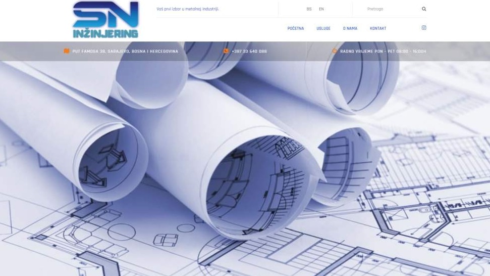 Web stranica za "Sn Inžinjering"