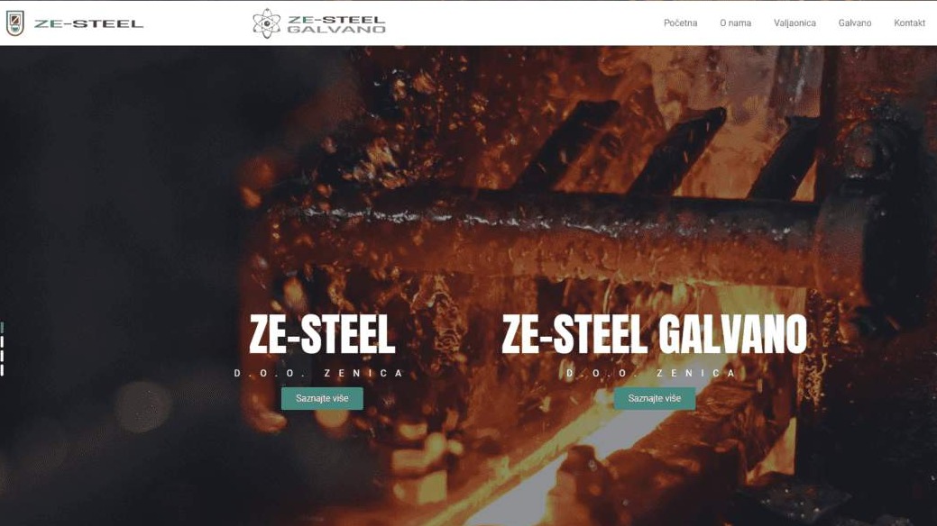 Web stranica za "ZeSteel d.o.o."