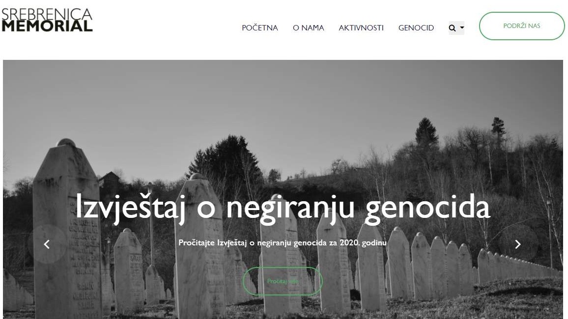 Web stranica za Memorijalni centar Srebrenica 