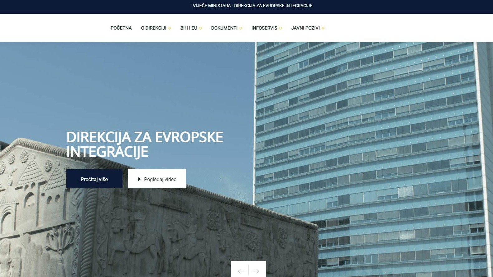 Web stranica za Direkciju za europske integracije