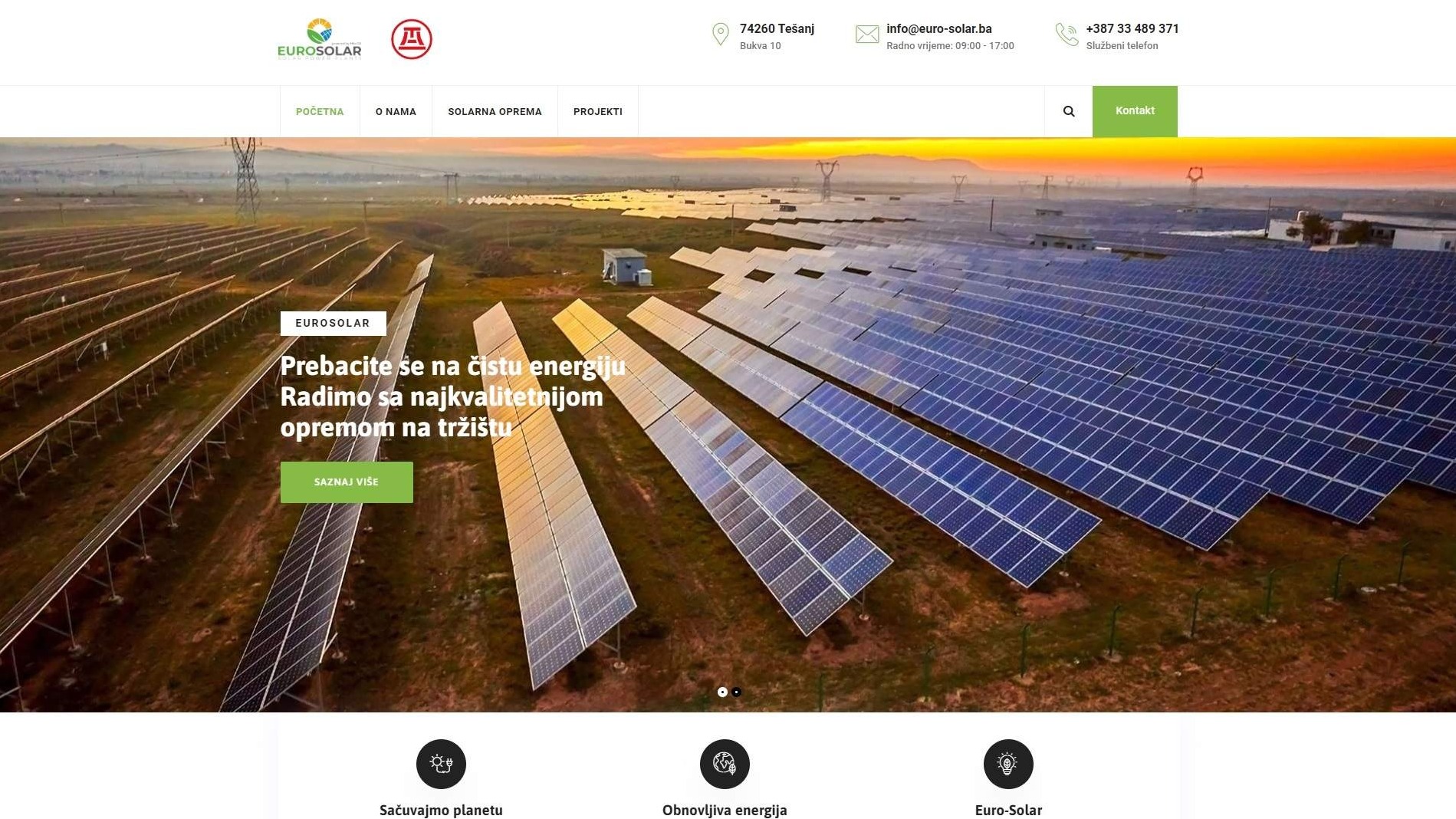 Web stranica za Euro Solar