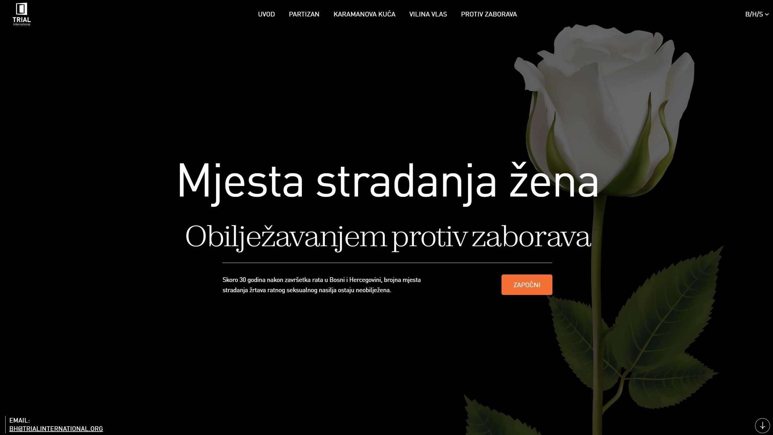 Web stranica "Obilježavanjem protiv zaborava" za Trial International