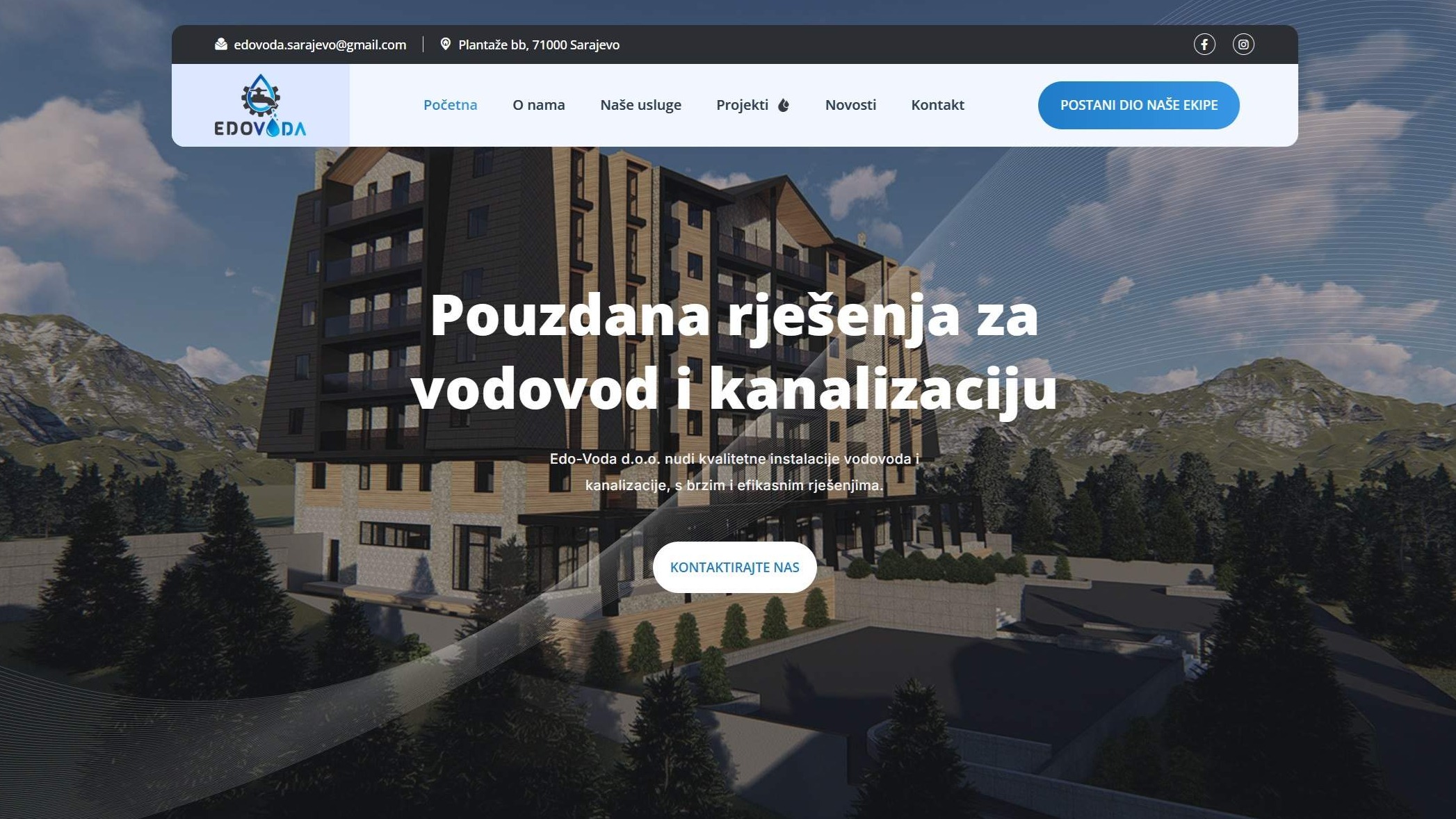 Nova web stranica za EdoVoda - moderan dizajn i poboljšana funkcionalnost