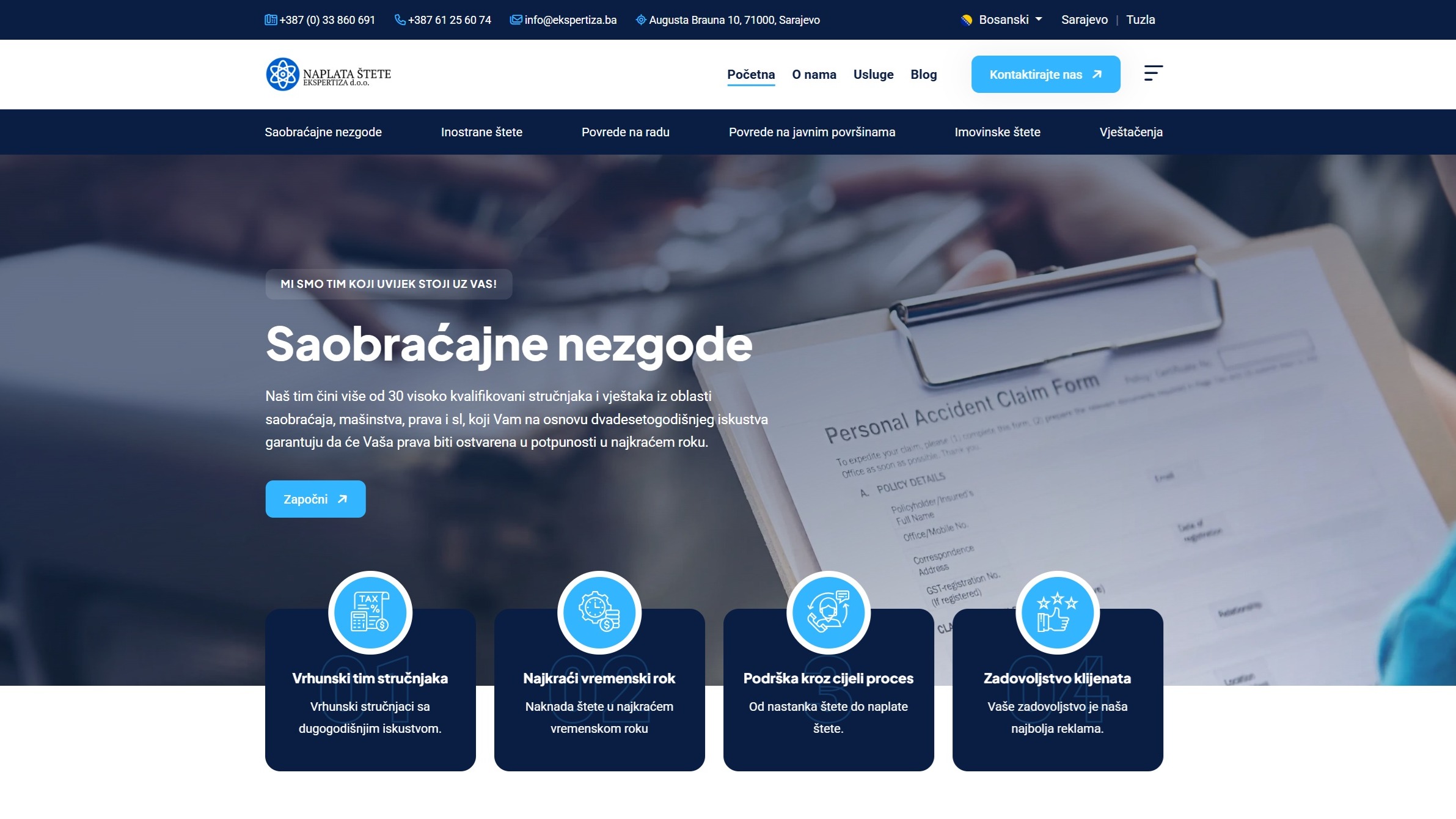 Još jedan uspješan projekat – nova web stranica za "Naplata štete" Ekspertiza-Tim d.o.o.