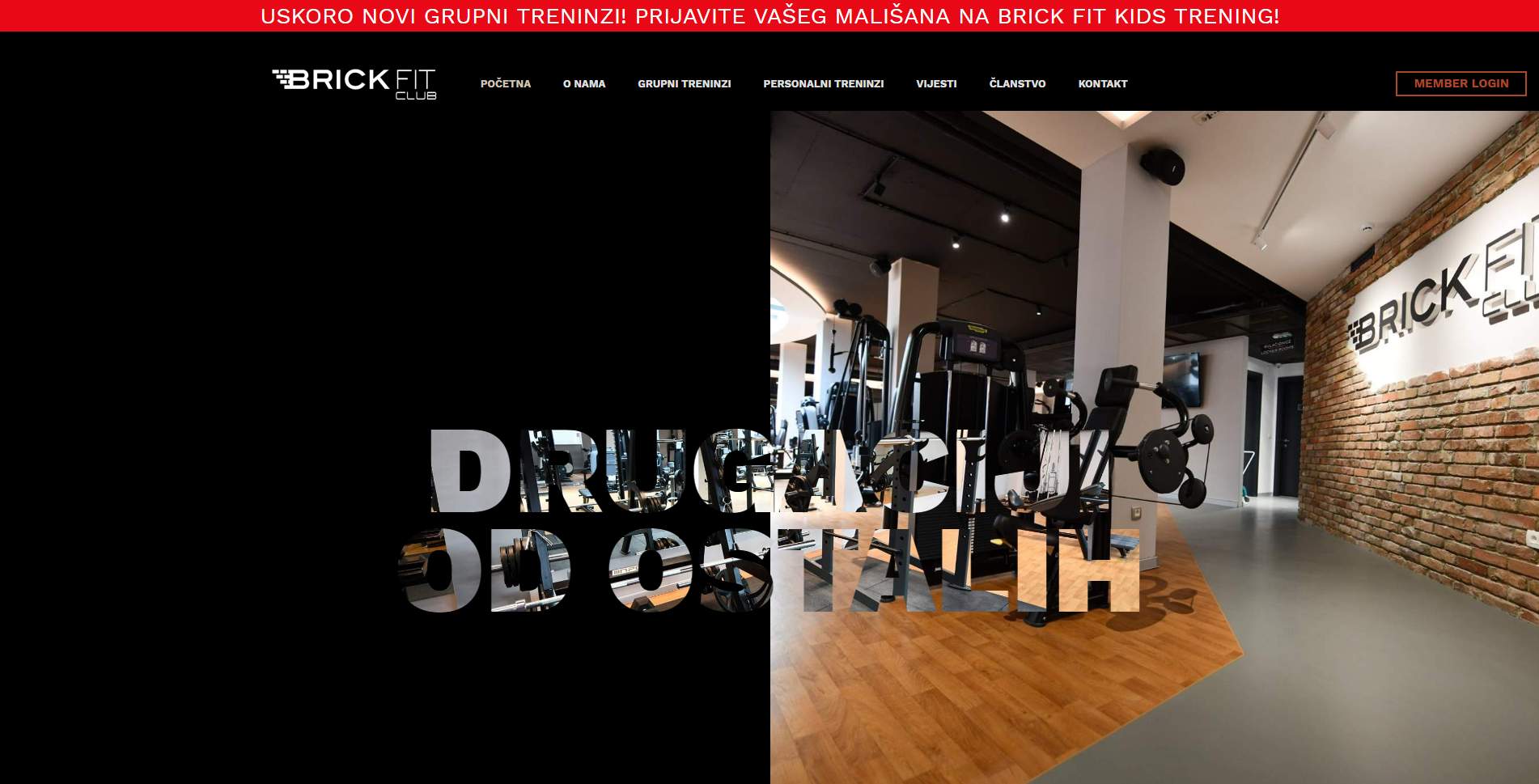 Web stranica za "Brick Fit Club"
