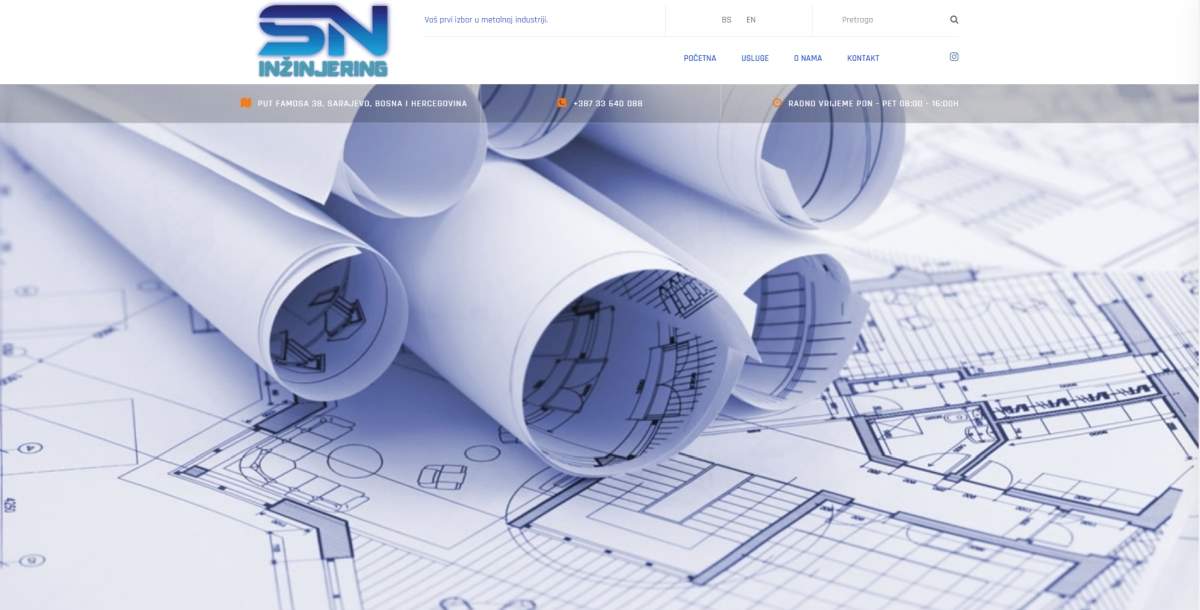 Web stranica za "Sn Inžinjering"