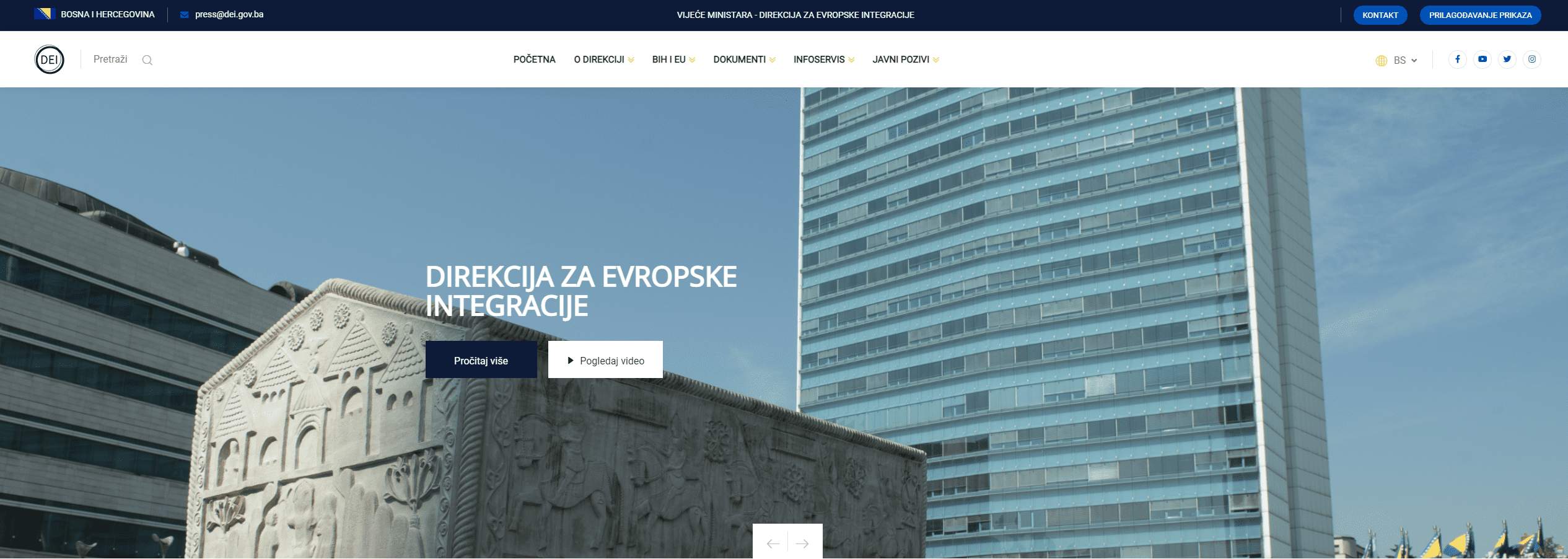 Web stranica za Direkciju za europske integracije
