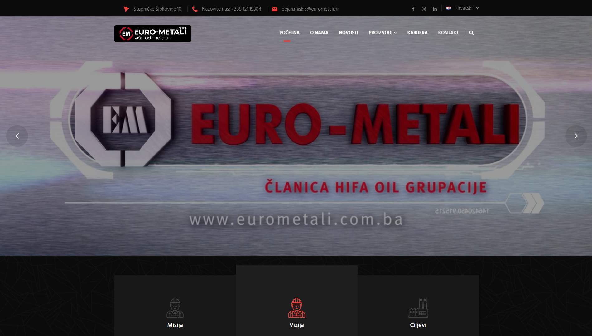 Web stranice za Euro-Metale HR & Euro-Metale CG