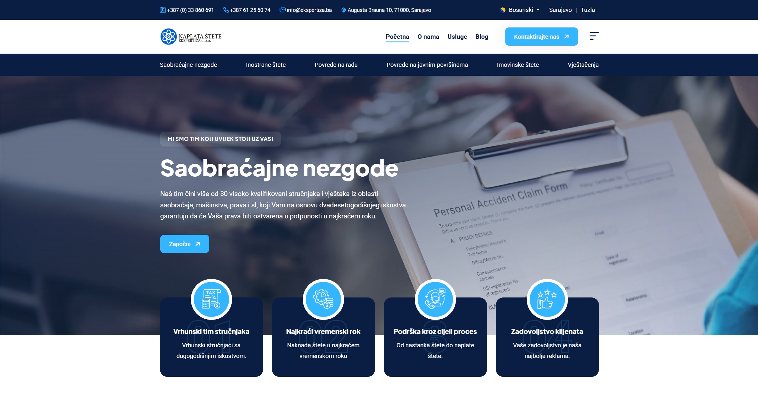 Još jedan uspješan projekat – nova web stranica za "Naplata štete" Ekspertiza-Tim d.o.o.