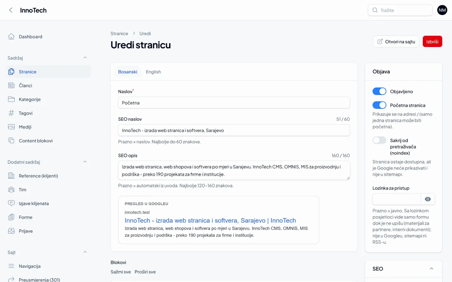 InnoTech CMS - sistem za upravljanje sadržajem