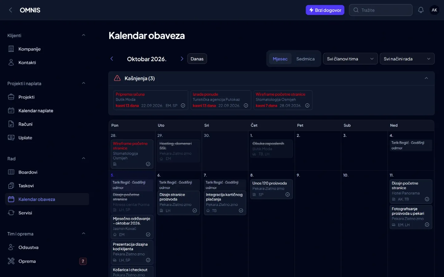 Kalendar tima