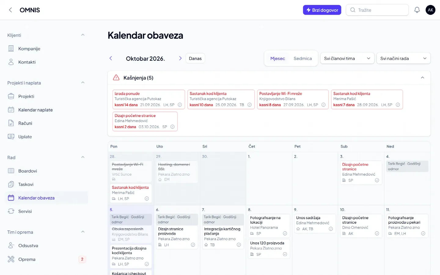 Kalendar tima