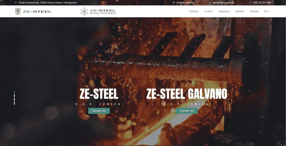 Website for "ZeSteel d.o.o."