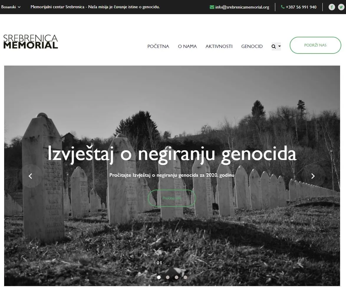 Website for the Srebrenica Memorial Center