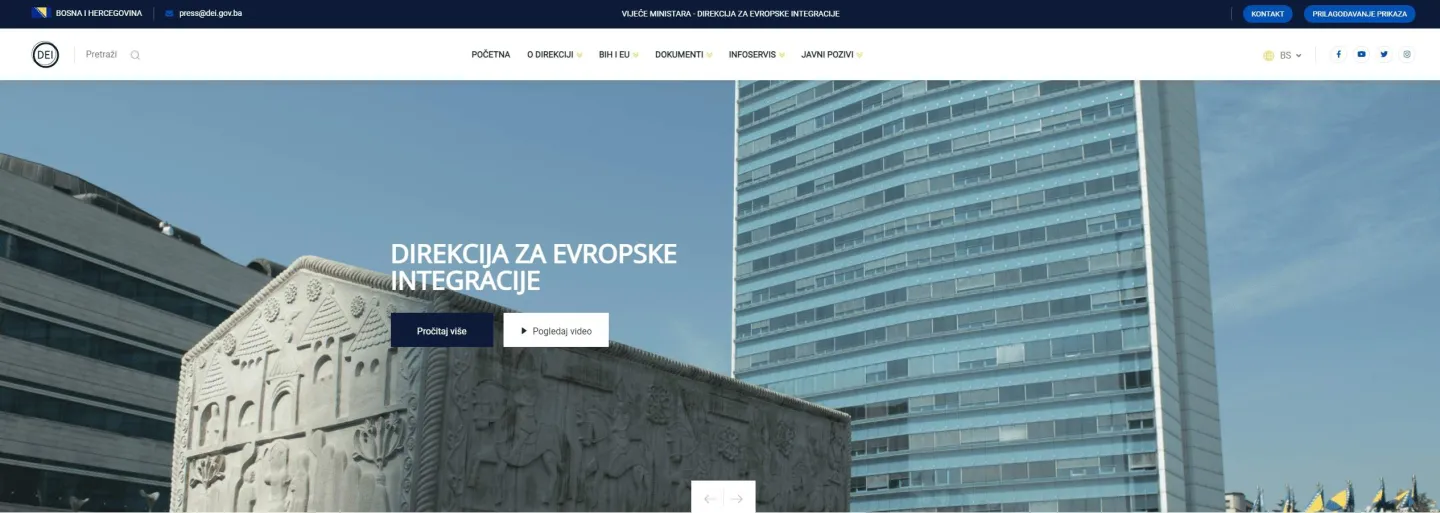 Website for the Directorate for European Integration