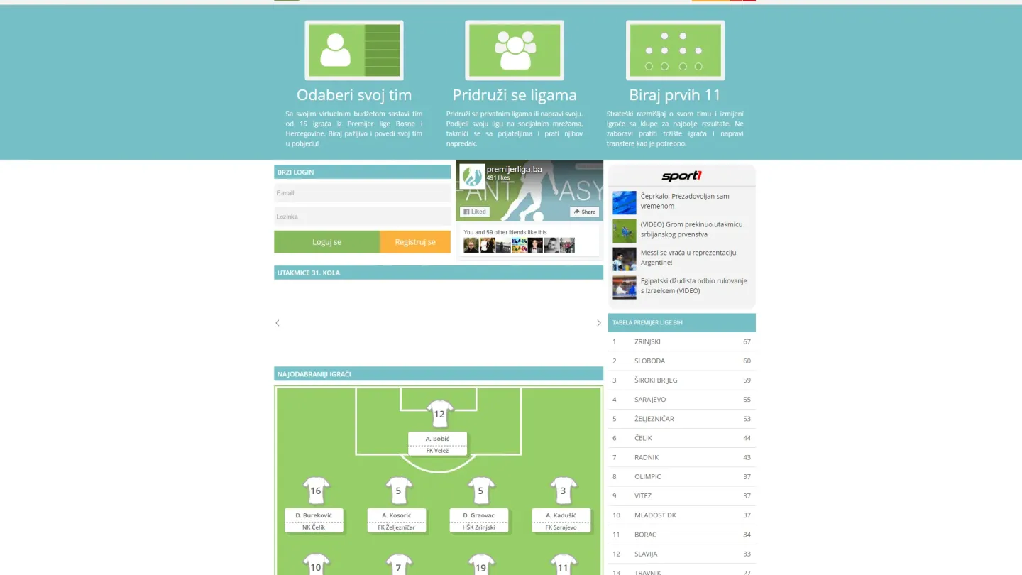 Premijerliga.ba browser game