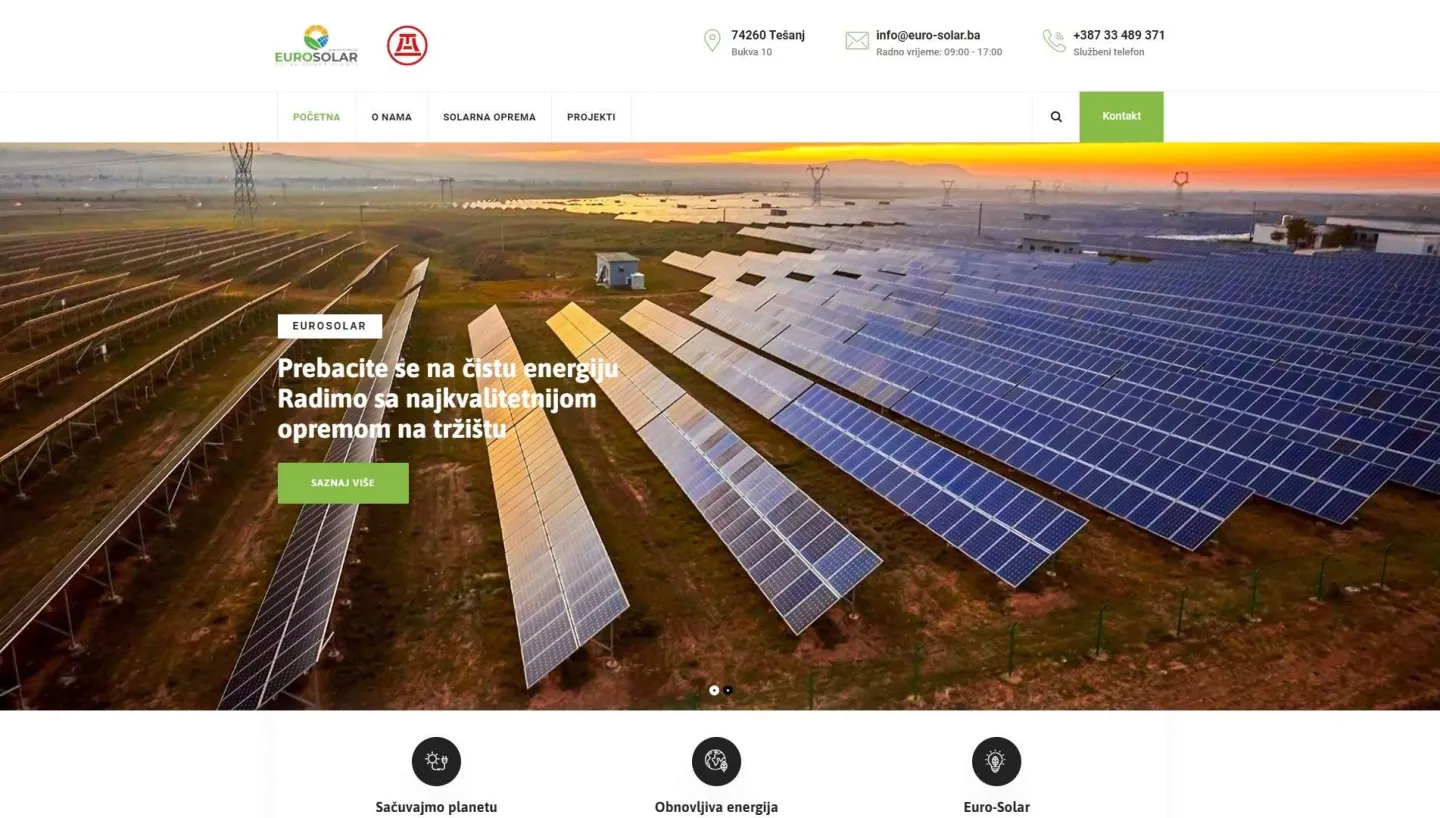 Website for Euro Solar