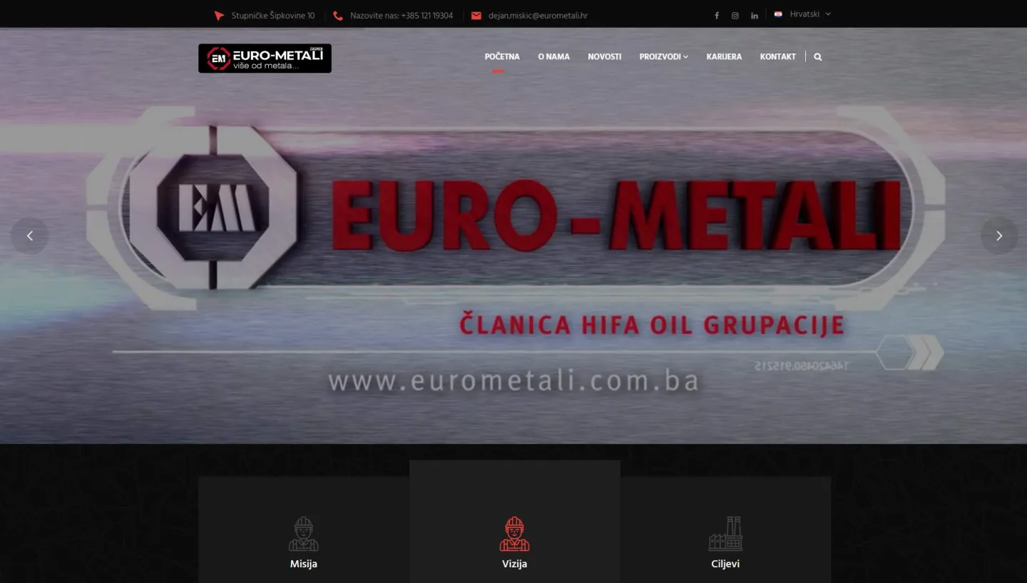 Web stranice za Euro-Metale HR & Euro-Metale CG