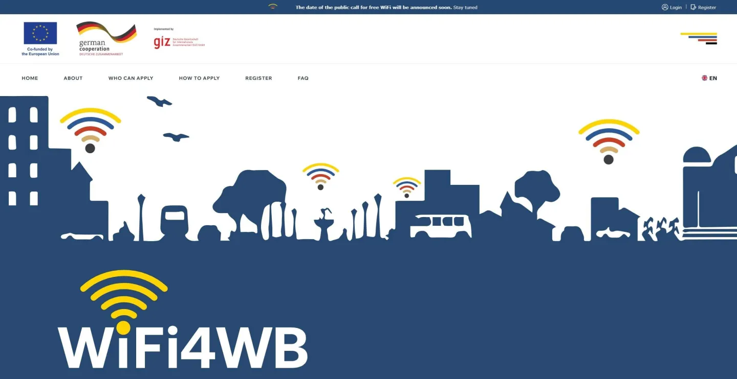 Web stranica za "WiFi 4 Western Balkan"