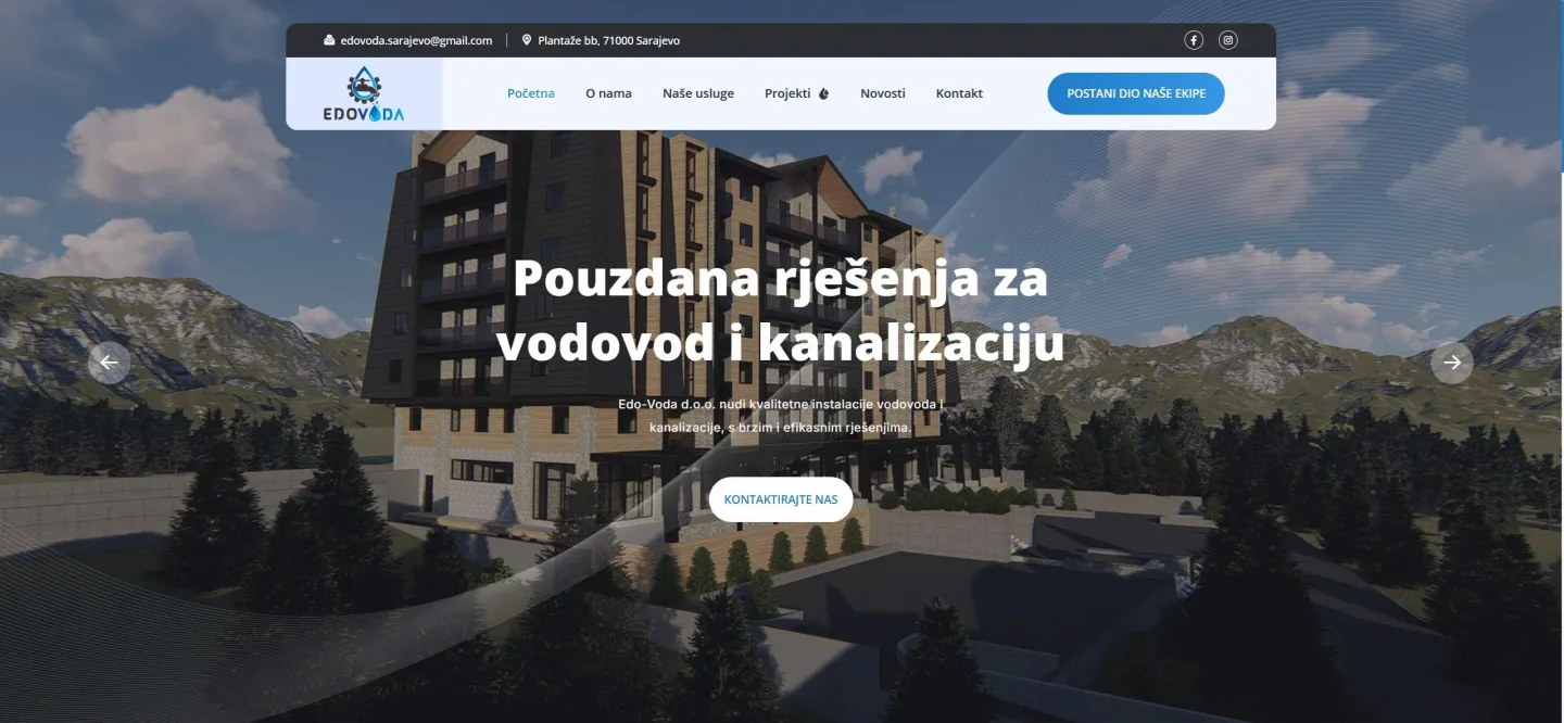 New Website for EdoVoda - Modern Design and Enhanced Functionality