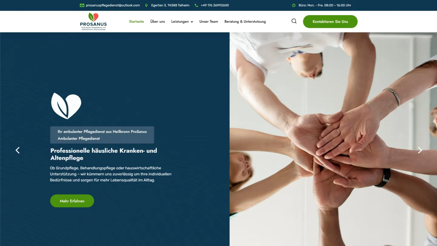 Another Successful Project - Introducing the New Website for ProSanus Pflegedienst!