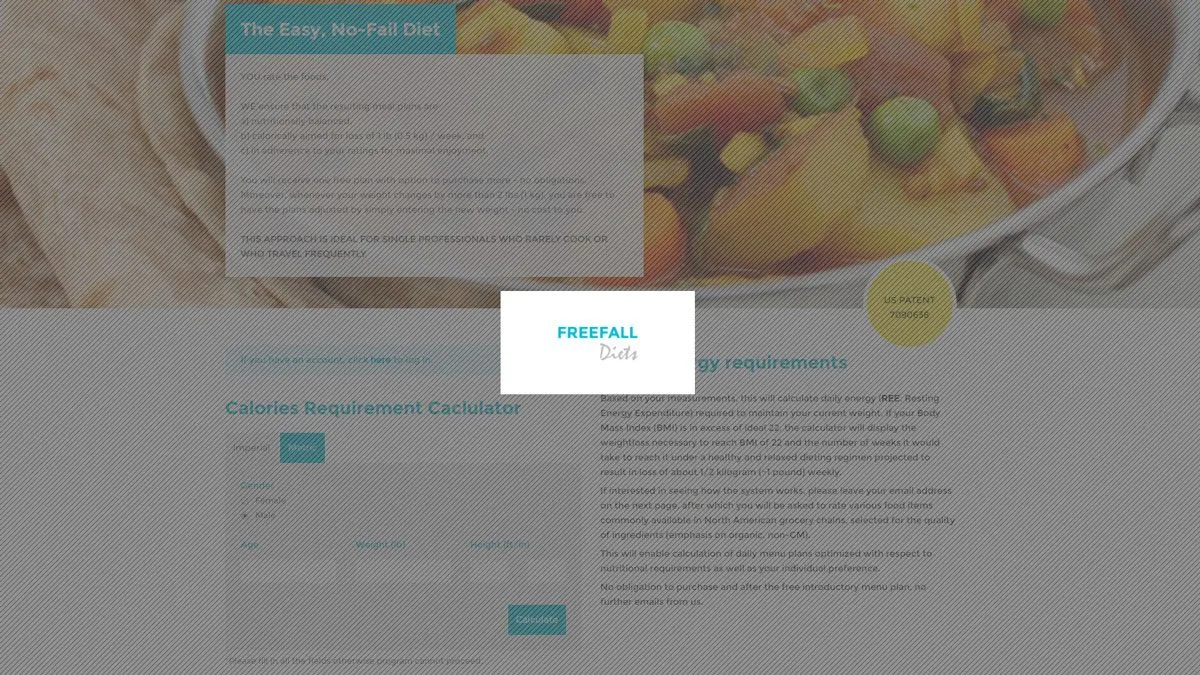 FreeFallDiets website