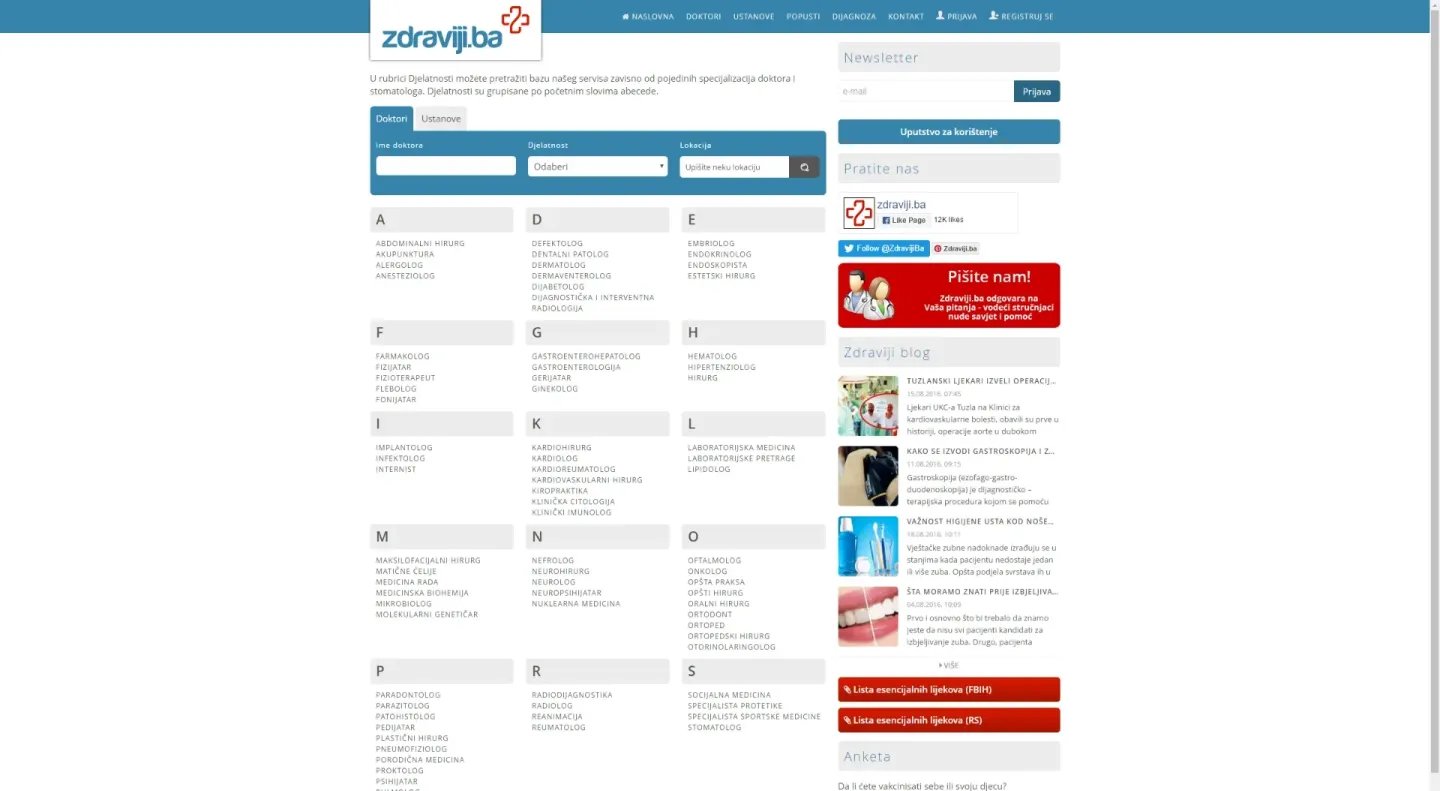 Zdraviji.ba website
